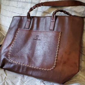 WEIMEIBAIGE VEGAN LEATHER chocolate tote / laptop